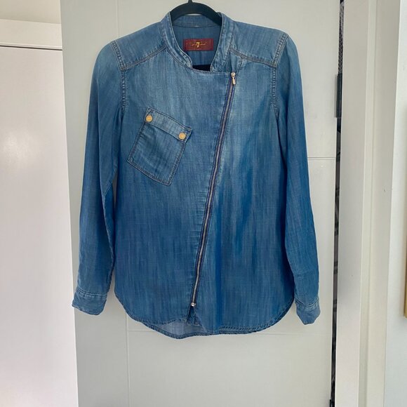7 For All Mankind Denim Blouse - Picture 2 of 9